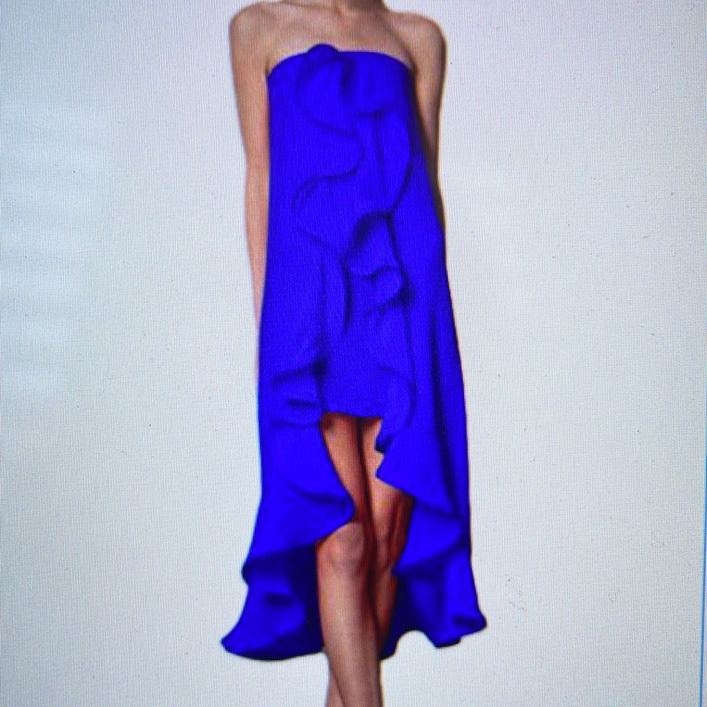 Alexis Royal Blue Silk Designer Musa Dress With Ruffles